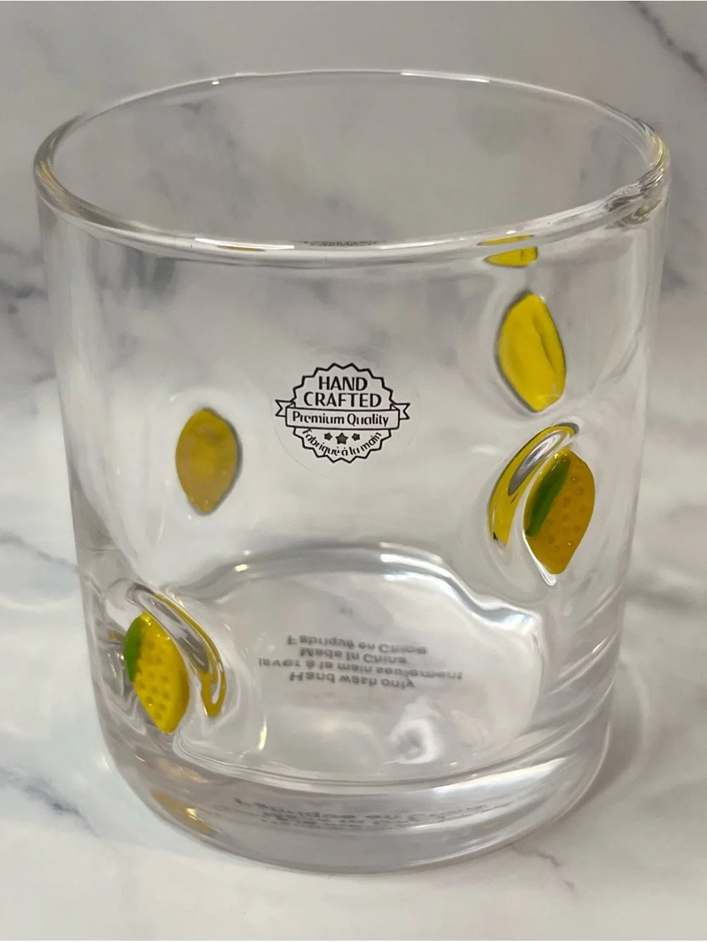 Anthropologie Icon Lemon Drink Glass Mouthblown w/ Fused Beads Juice Glass NEW